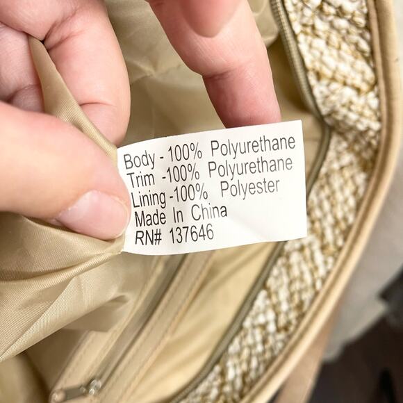 Linea V Tan Woven Polyurethane Shoulder Bag - Picture 3 of 10